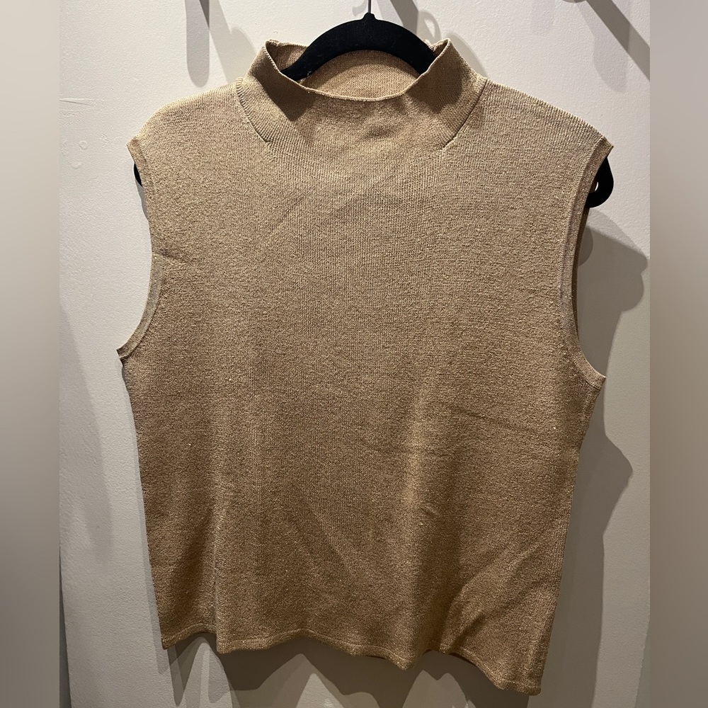 Coldwater Creek Sleeveless Gold Turtleneck Tee